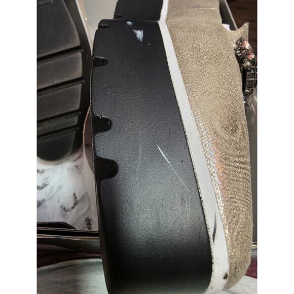 Karl Lagerfeld Paris Bri Loafer Flats Slip On Shoes Cream Rhinestone Womens 10 M - Picture 12 of 16